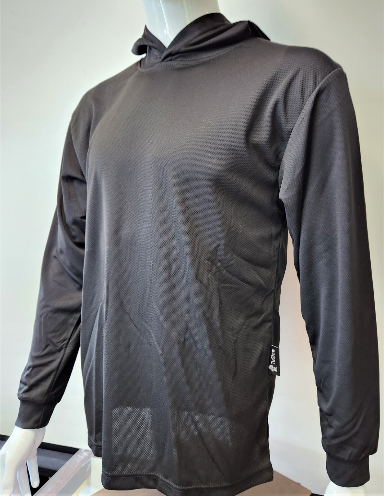 Black Long Sleeve Safety Shirt With Hoodie, Quick Dry Polyester Birdeye mesh gallery