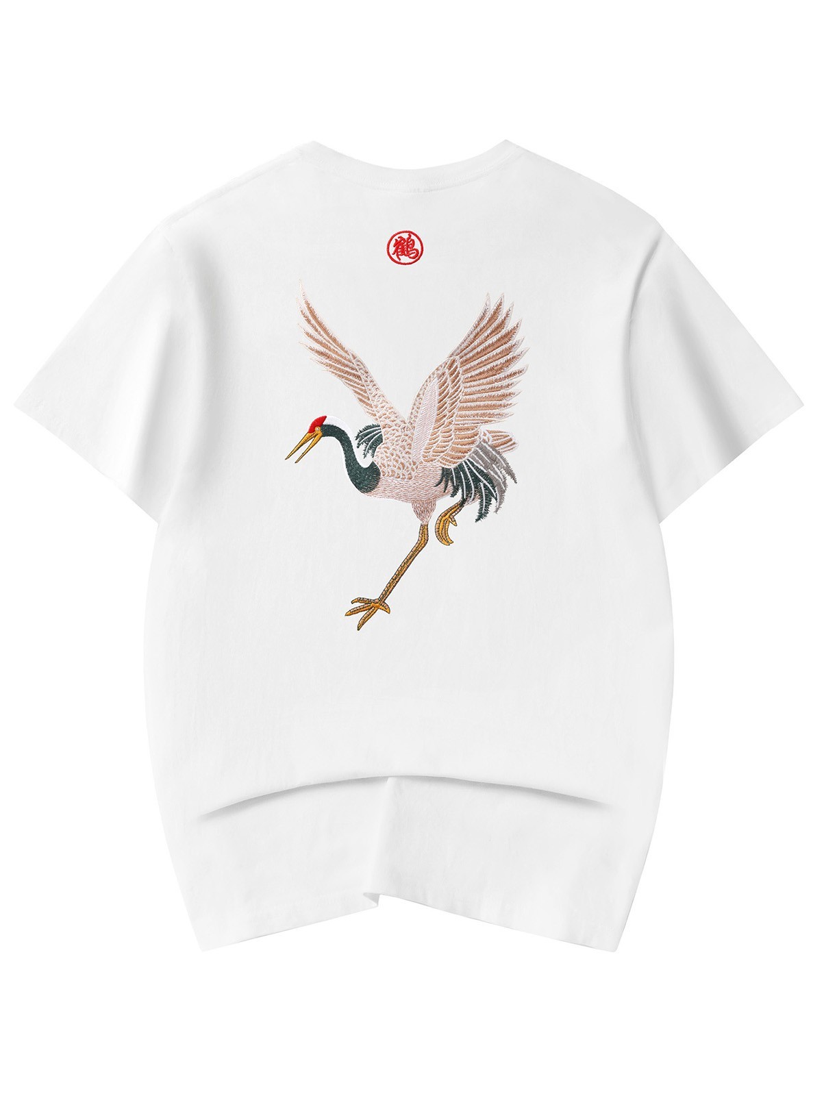 Niepce Japanese Streetwear Embroidery T-shirt Flying Cranes Graphic Tee for Men gallery