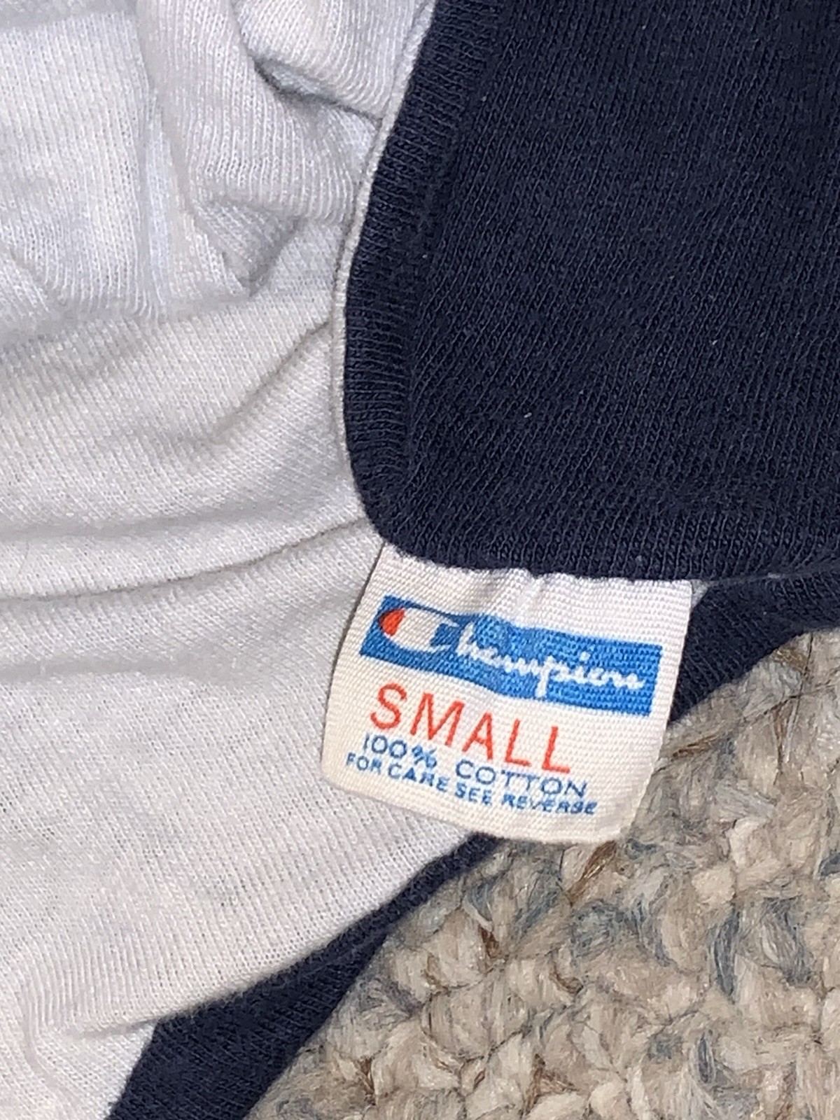 Vtg 70s Champion Reversible Double Face College P.E. Gym T Shirt Sz S Blue Bar gallery