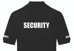 Security Polo Shirt Bodyguard Doorman Sizes S-8XL Printed Front Back Sleeves