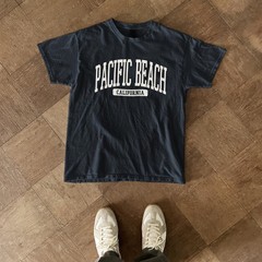 Pacific Beach California Souvenir Beach, Aesthetic, Retro Navy Blue Tee