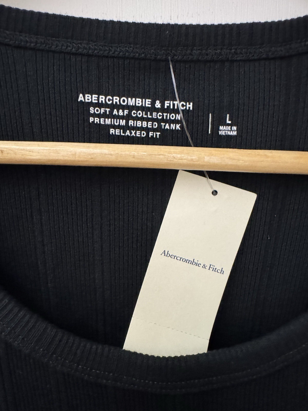 Abercrombie & Fitch Soft A&F Premium Ribbed Tank Top Black L Relaxed Fit gallery