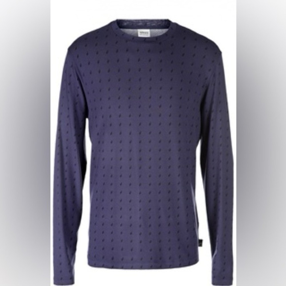 Armani Collezioni Blue Geo-Printed Long Sleeve Viscose T Shirt Size EU M/ US S