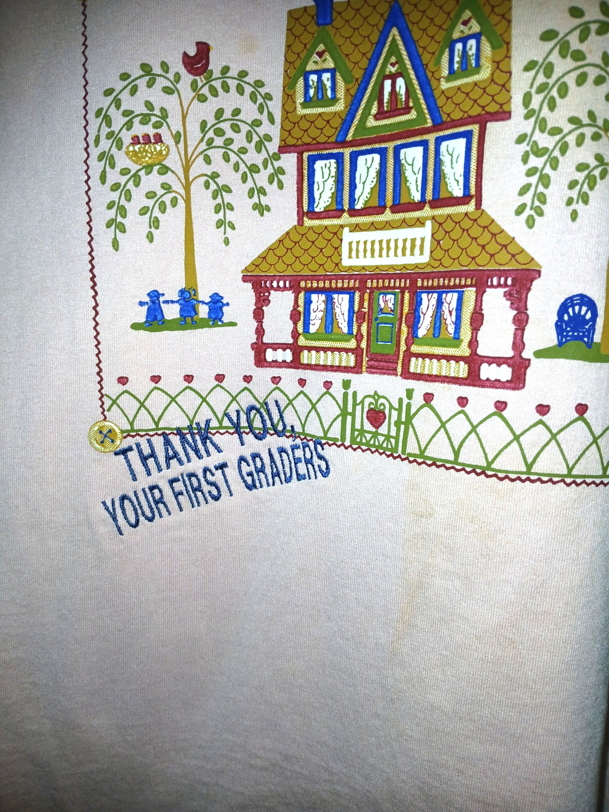 Vintage 90’s Sun flowers quilted hearts Tshirt Granny Cottage Core Teacher sz M gallery