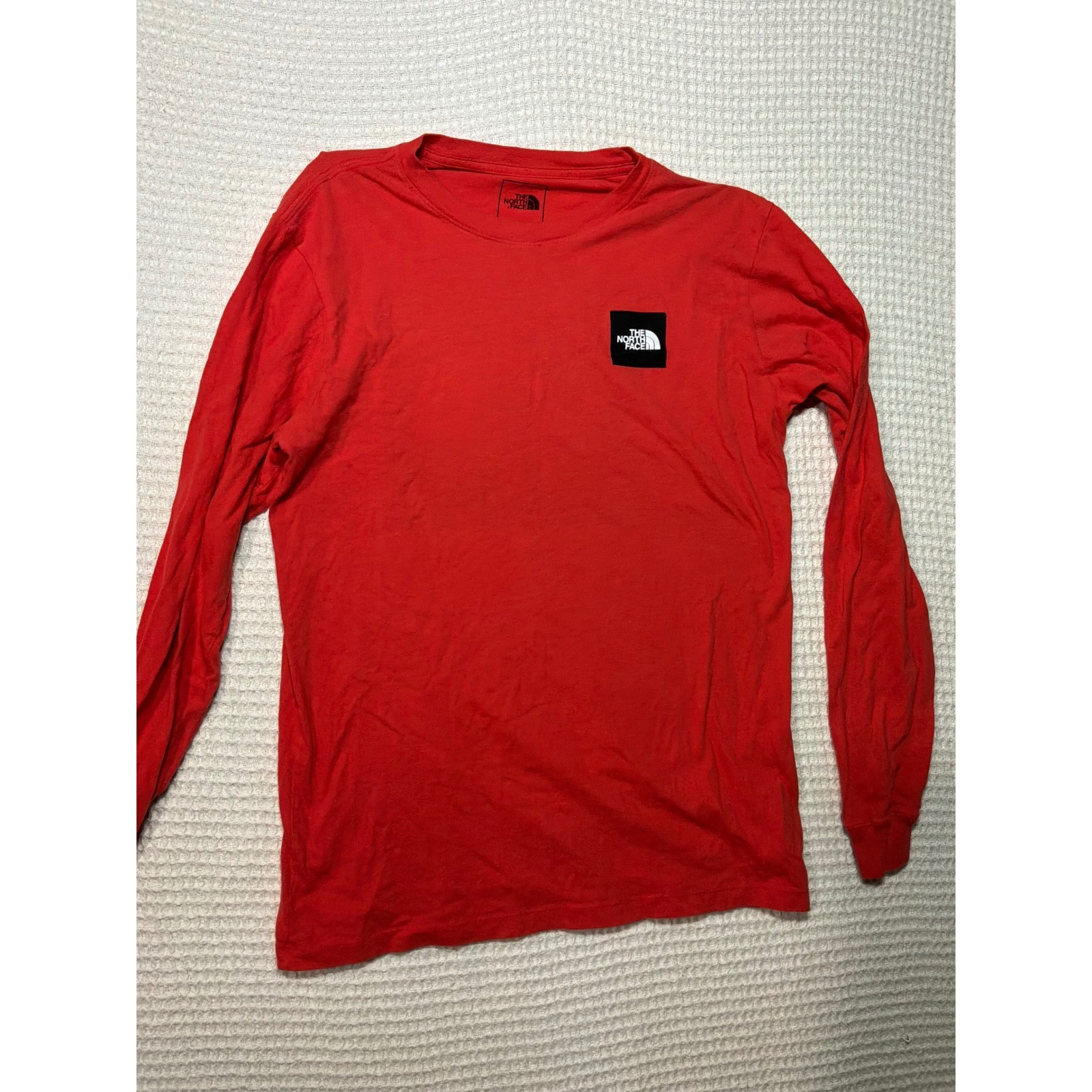 The North Face Long Sleeve T-Shirt Mens M Orange Red Box Logo NF0A3L3E