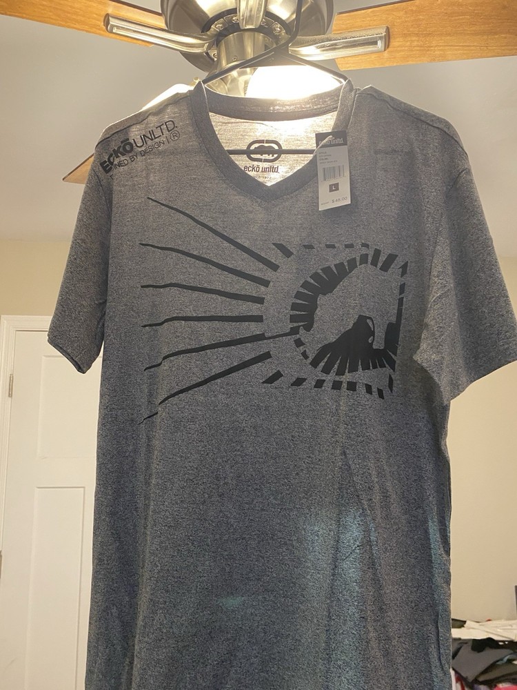 Ecko Unltd. Men’s Graphic Logo V-Neck Short Sleeve T-Shirt Gray L