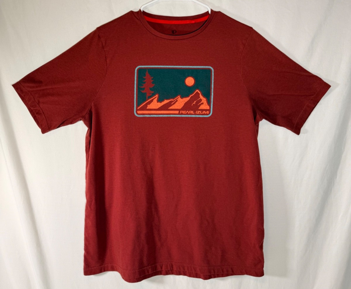 Pearl Izumi Men’s Mesa T-Shirt Large Mountain Red Maroon Cycling Performance