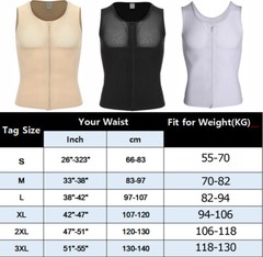 Men Slimming Body Shaper Vest Chest Compression Shirt to Hide Gynecomastia Moobs