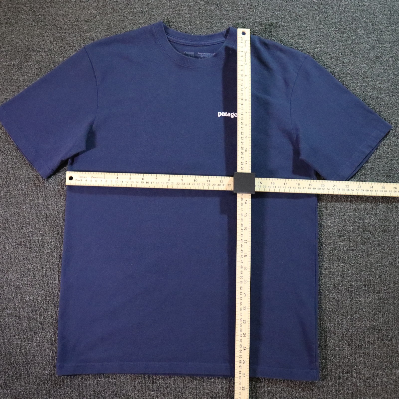 Patagonia Mens Small Blue T Shirt Responsibil-tee Outdoors Retro Hiking Mountain gallery