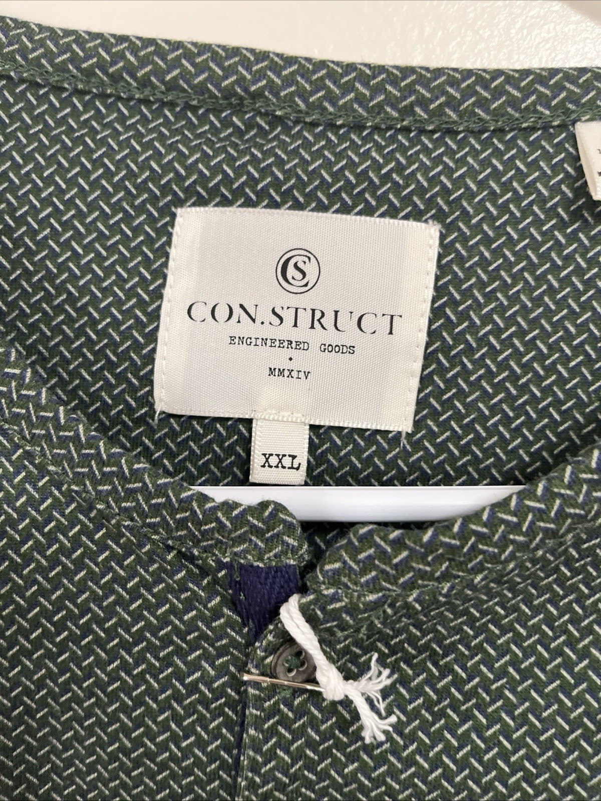 Con.Struct Taupe Engineered Mens Olive Green Long Sleeve Henley Shirt Size XXL gallery