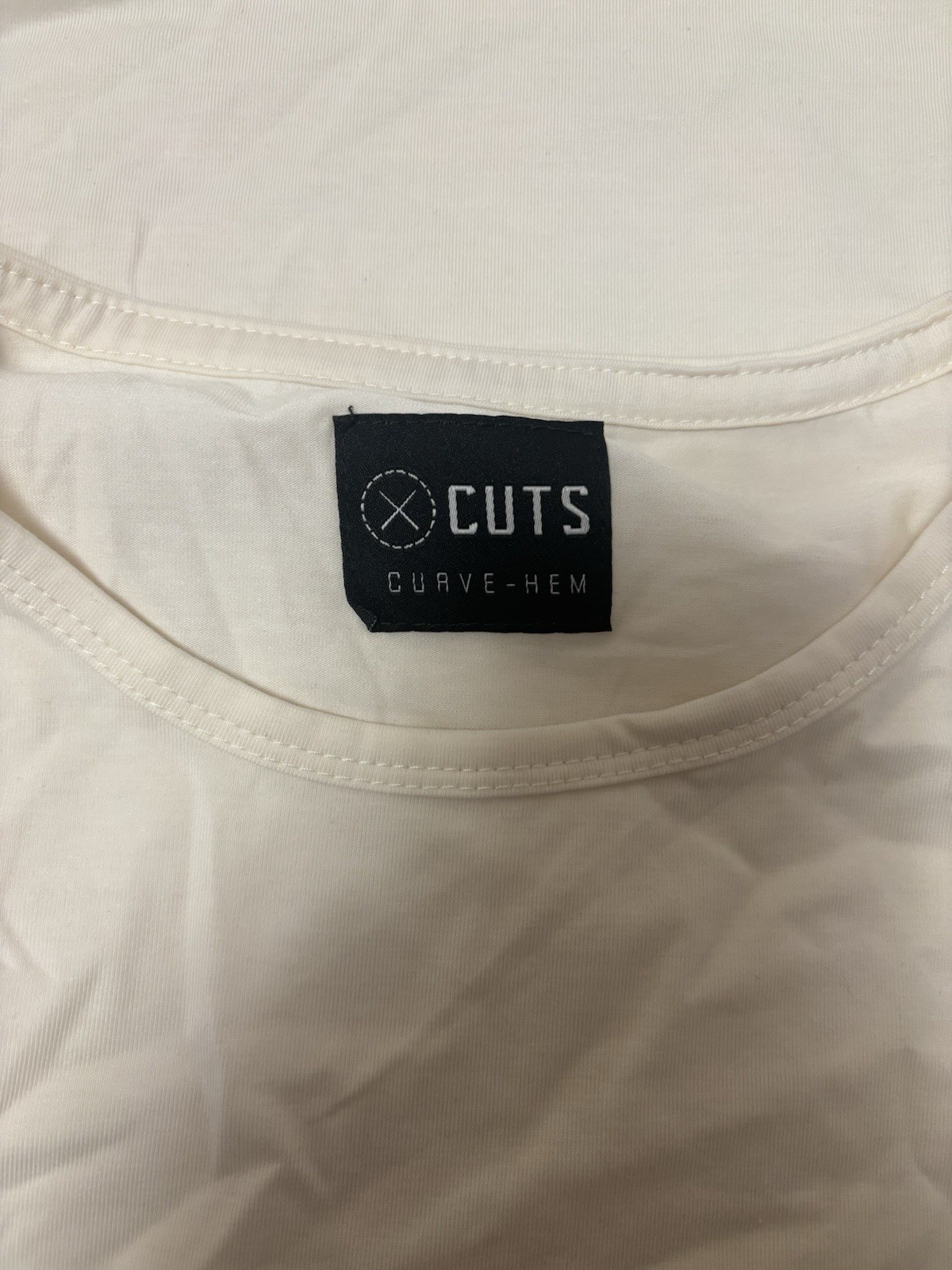 Cuts Clothing Men's Curve Hem Crew Neck Short Sleeve Tee T-Shirt Large L Biege gallery