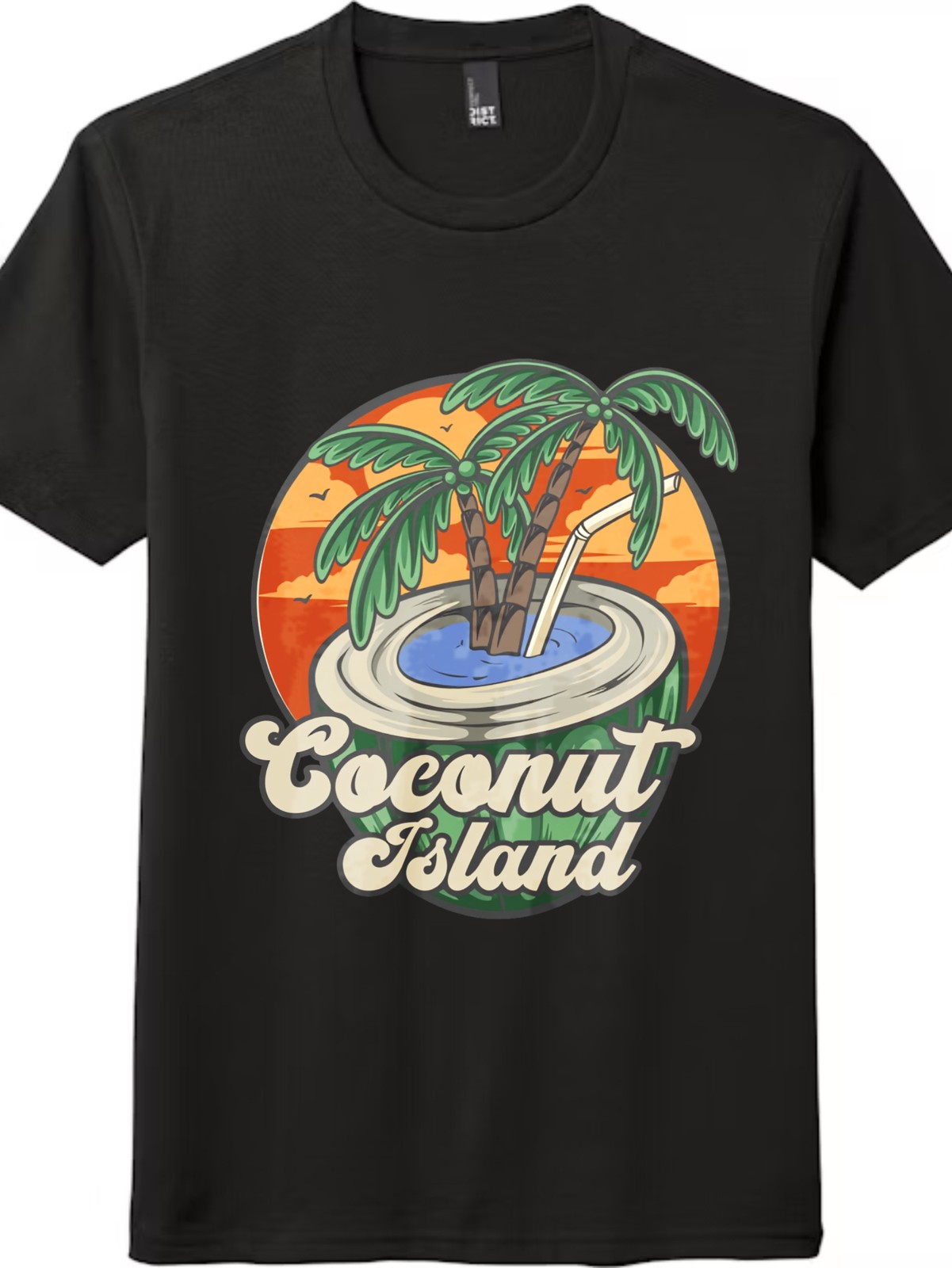Coconut Island Retro Sunset Graphic T-Shirt, Tropical Beach Casual Tee gallery