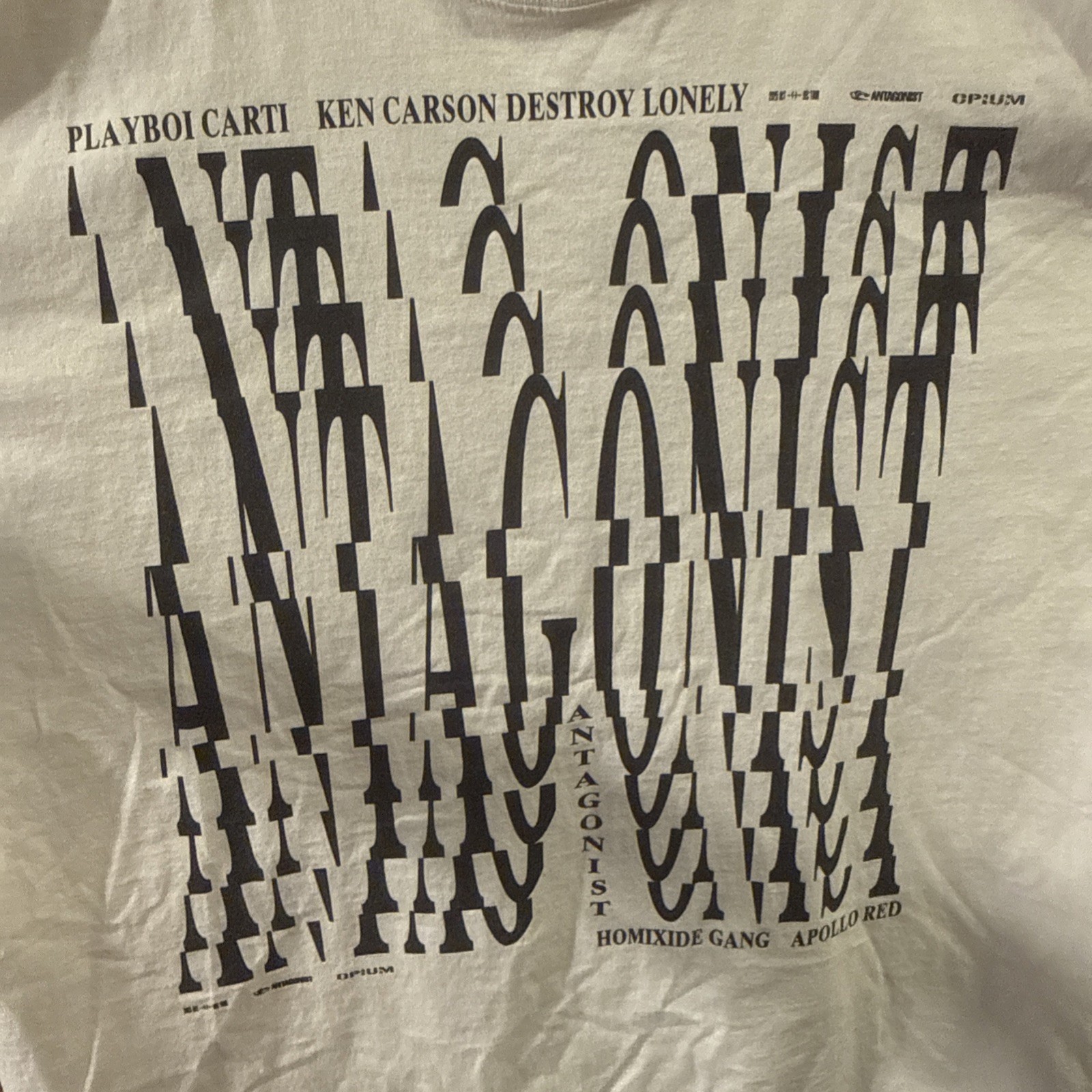 PLAYBOI CARTI Antagonist Tour 2025 Opium Oversized T-Shirt in White Size XL gallery