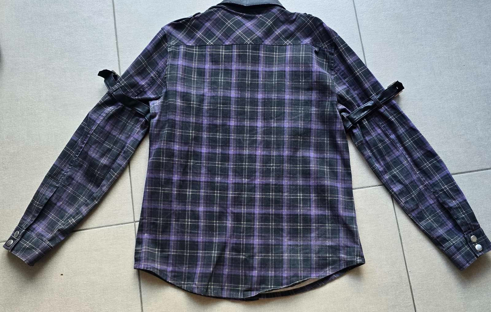 KILLSTAR Сult Luxury Men Shirt TARTAN Black/purple Long sleeve Size M Button-Up gallery
