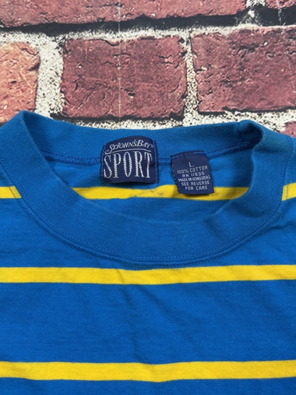 Vintage Striped Blank T Shirt Single Stitch St. John's Bay Sport Pocket Tee L gallery