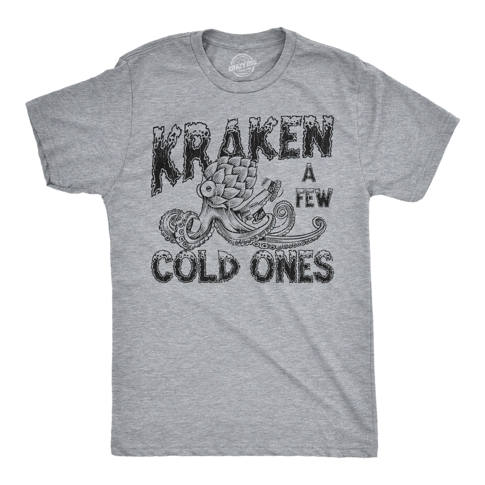 Mens Funny T Shirts Kraken A Few Cold Ones Ocean Giant Squid Drinking Tee for gallery