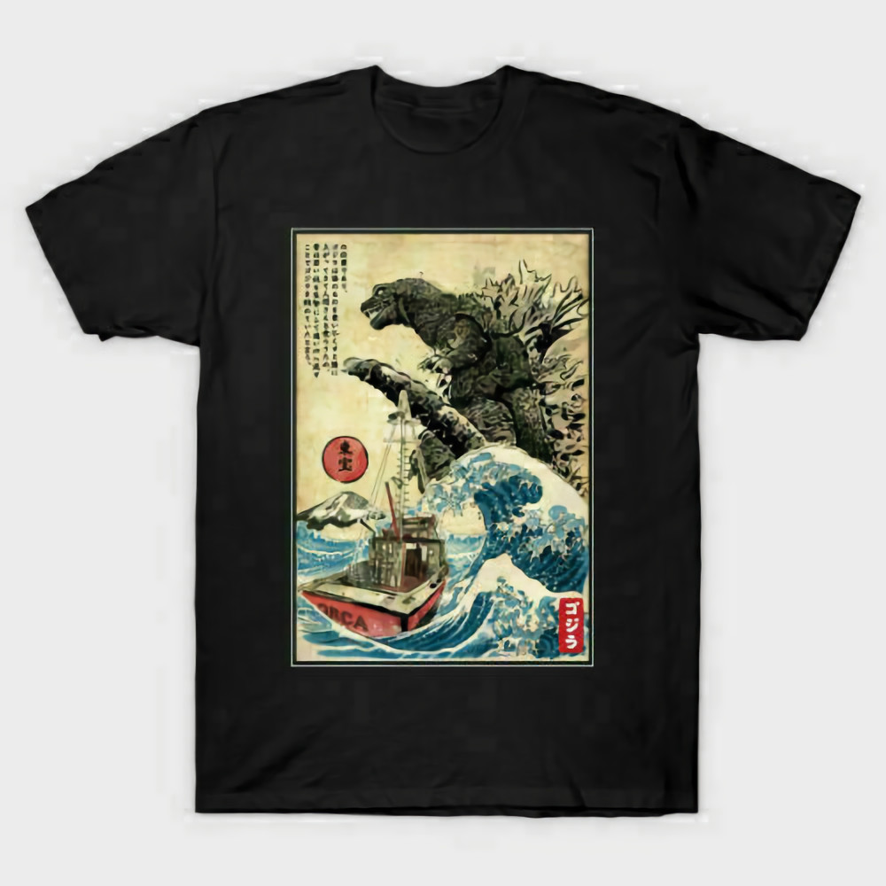 Great Wave Of Godzilla Japanese Monster Kaiju Movie Art T-Shirt Tee Gift gallery