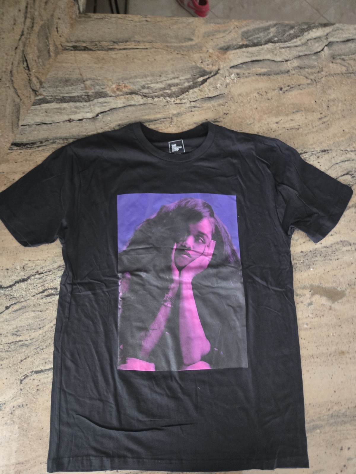 The Thread Shop Black Cotton Graphic Print Men’s Crew Neck Tour T-Shirt Size L