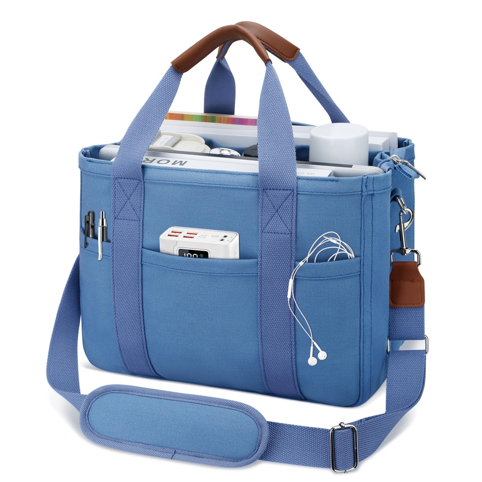 Large Canvas Tote Bag for Women with Zipper, Compartments, and Pockets gallery