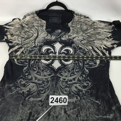 Xzavier Buckle All Over Print Studded Feather Wing Graphic T-shirt Men XL Black