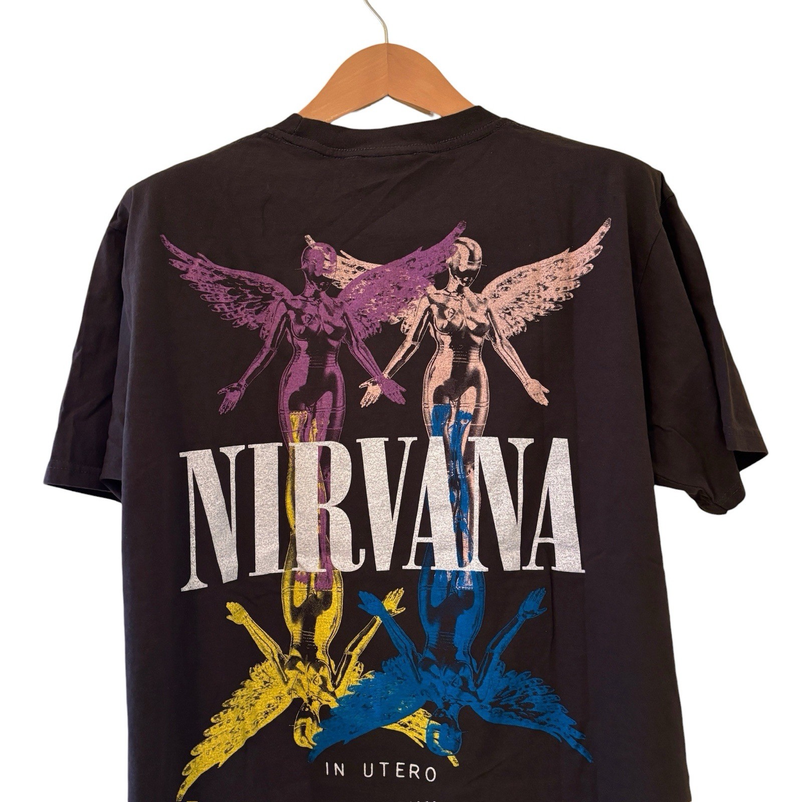Nirvana In Utero Spiral Print Vintage REPRINT Band Tee Shirt Size XL gallery