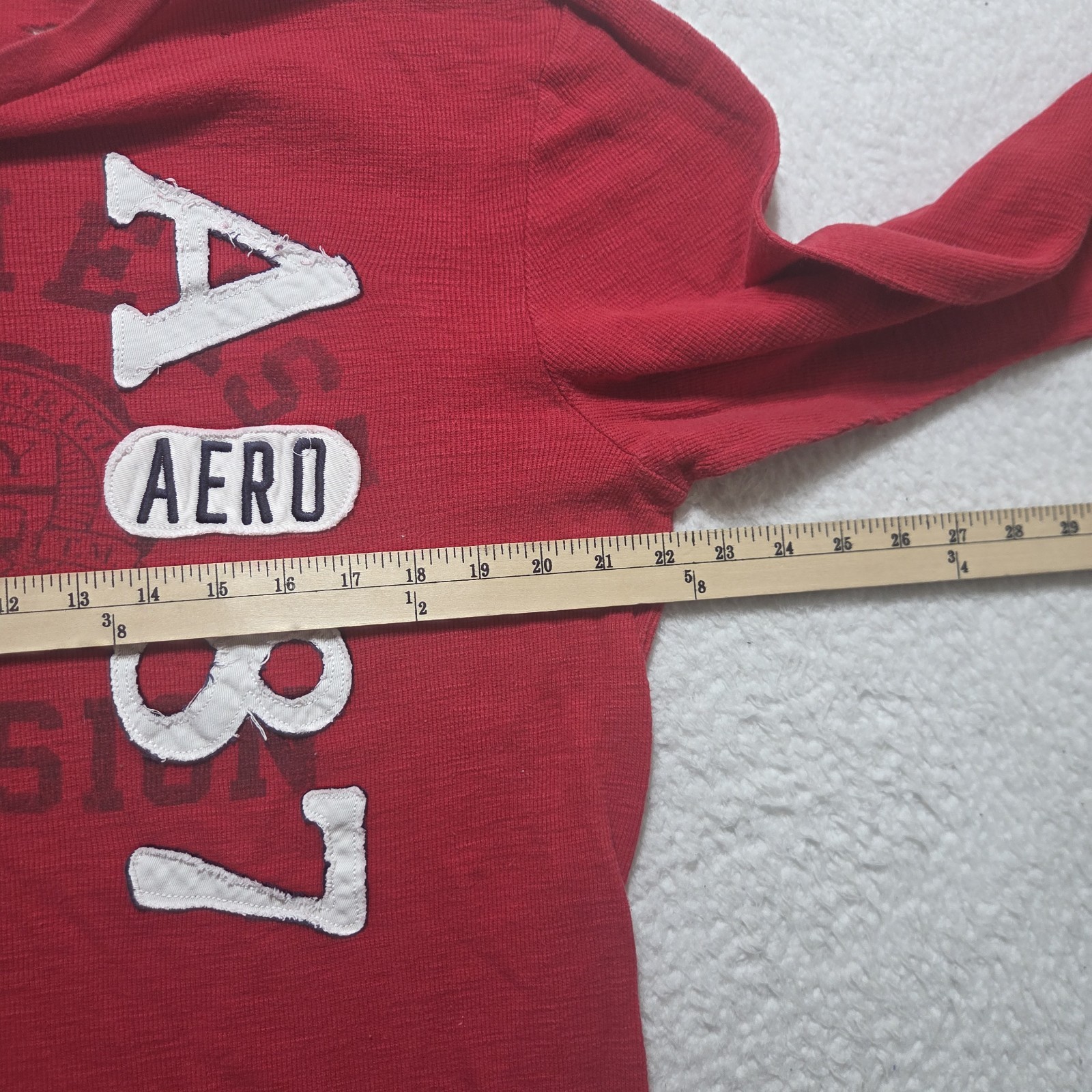 Y2K Aeropostale Mens XL Red Embroidered Letters Thermal Long Sleeve Shirt Preppy gallery