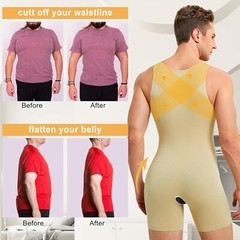 Fajas Colombianas Para Hombre Men Compression Full Body Shaper Workout Bodysuit