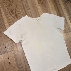 Two Moon Skipper Neck V-Neck Short Sleeve Sweatshirt Beige M 40/42