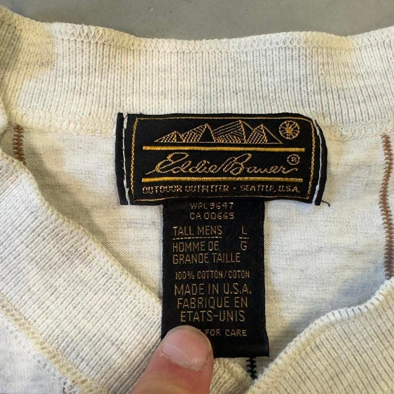 Vintage 90s Eddie Bauer black label striped long sleeve Henley shirt gallery