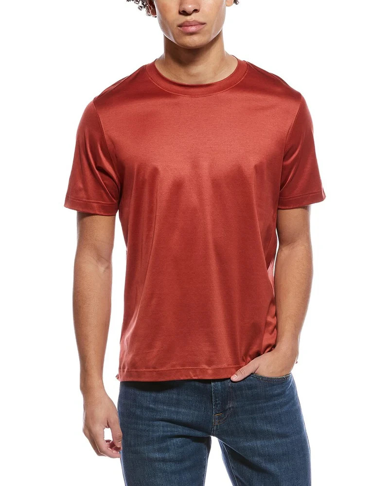 Eton Red Filo di Scozia T-Shirt Slim Fit 100% Cotton Made in Romania M Medium