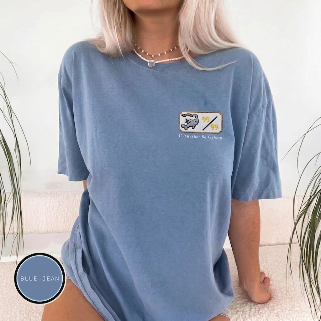 Embroidered OSRS Fishing T-Shirt, RuneScape Gamer Shirt, Old School RPG Gift gallery