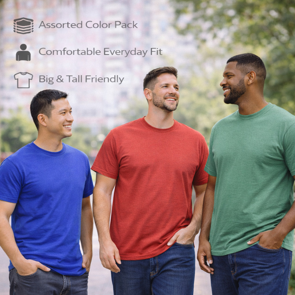 BILLIONHATS Mens Cotton Short Sleeve Lightweight T-Shirts(12 Pack Assorted B, M) gallery