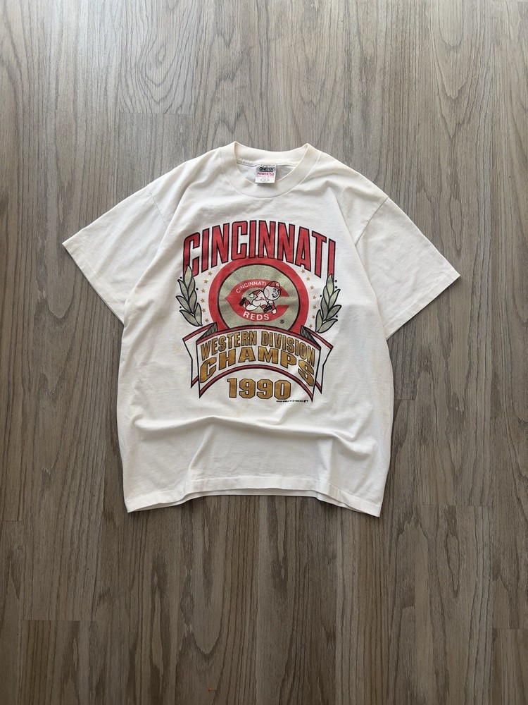 Vintage 1990 Cincinnati Reds Western Division Champs T-Shirt XL USA