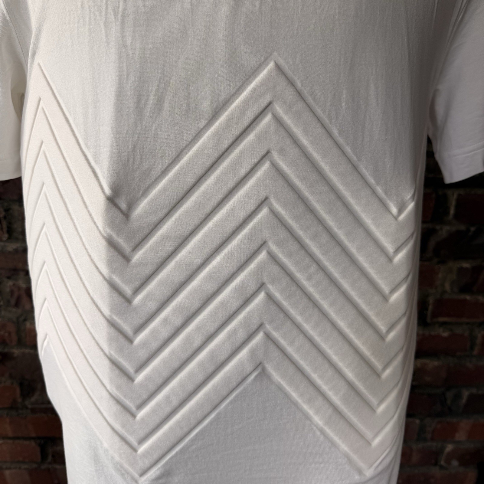 Bottega Veneta White Chevron Embossed Shirt Size 48 Luxury Tee Made In Italy gallery