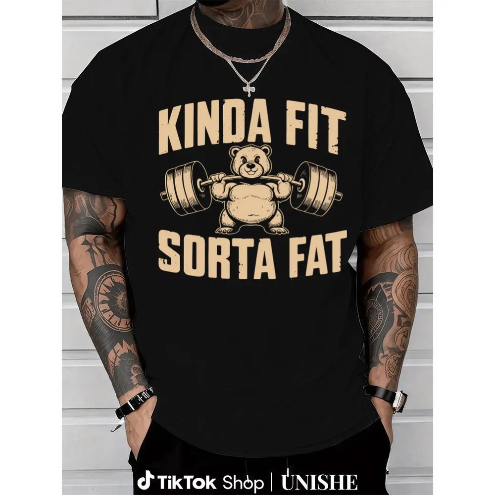 Funny Weightlifting Bear Tee – Cotton Heavyweight Oversized Gym Shirt