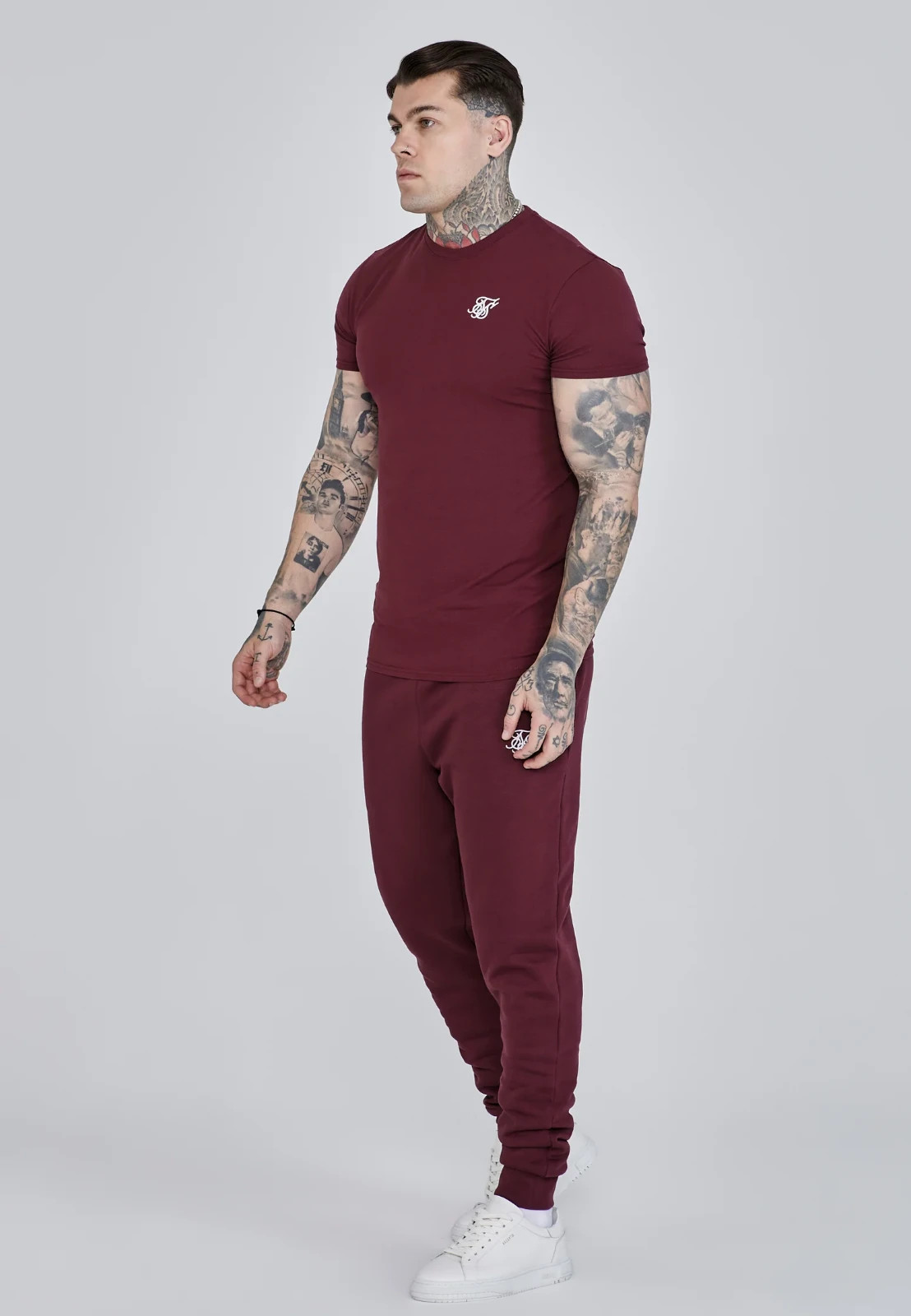 SikSilk Men's Burgundy Essentials T-Shirt Small gallery