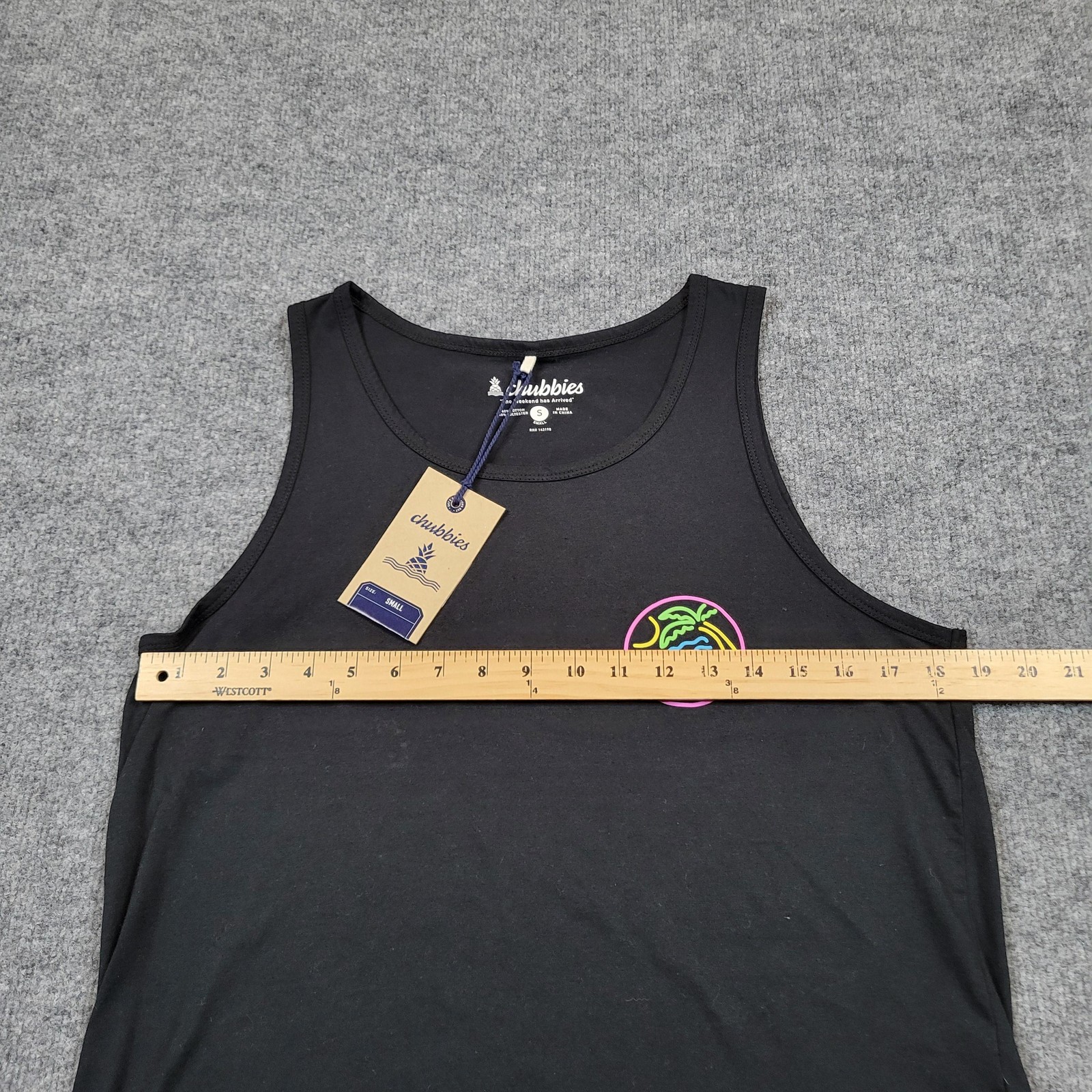 Chubbies Shirt Mens Small Black Neon Dream Tank Top Tropical Beach Graphic Tee gallery