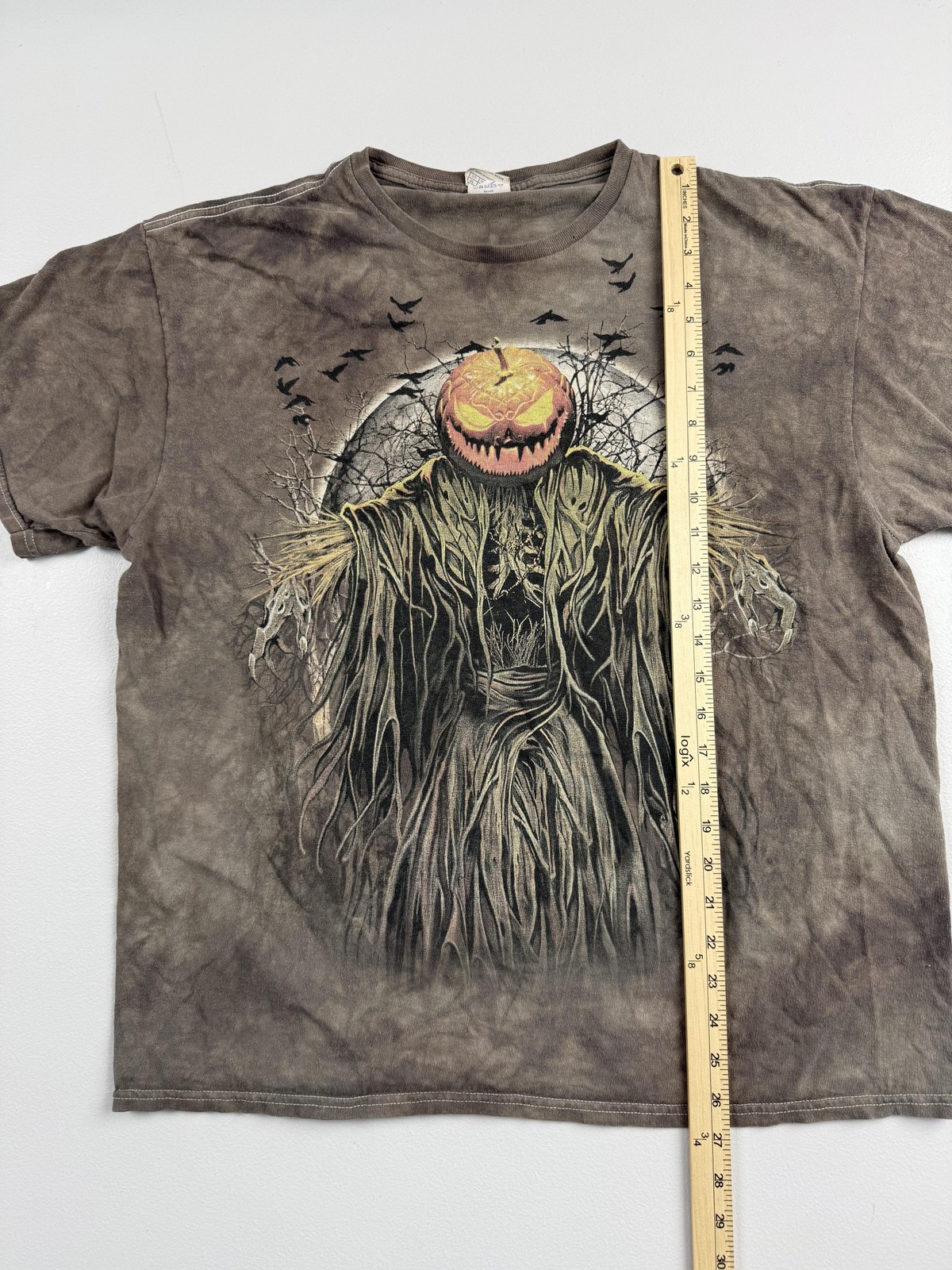 Delta Pro Shirt Mens XL Brown Pumpkin Scarecrow Graphic Tee Halloween Horror gallery