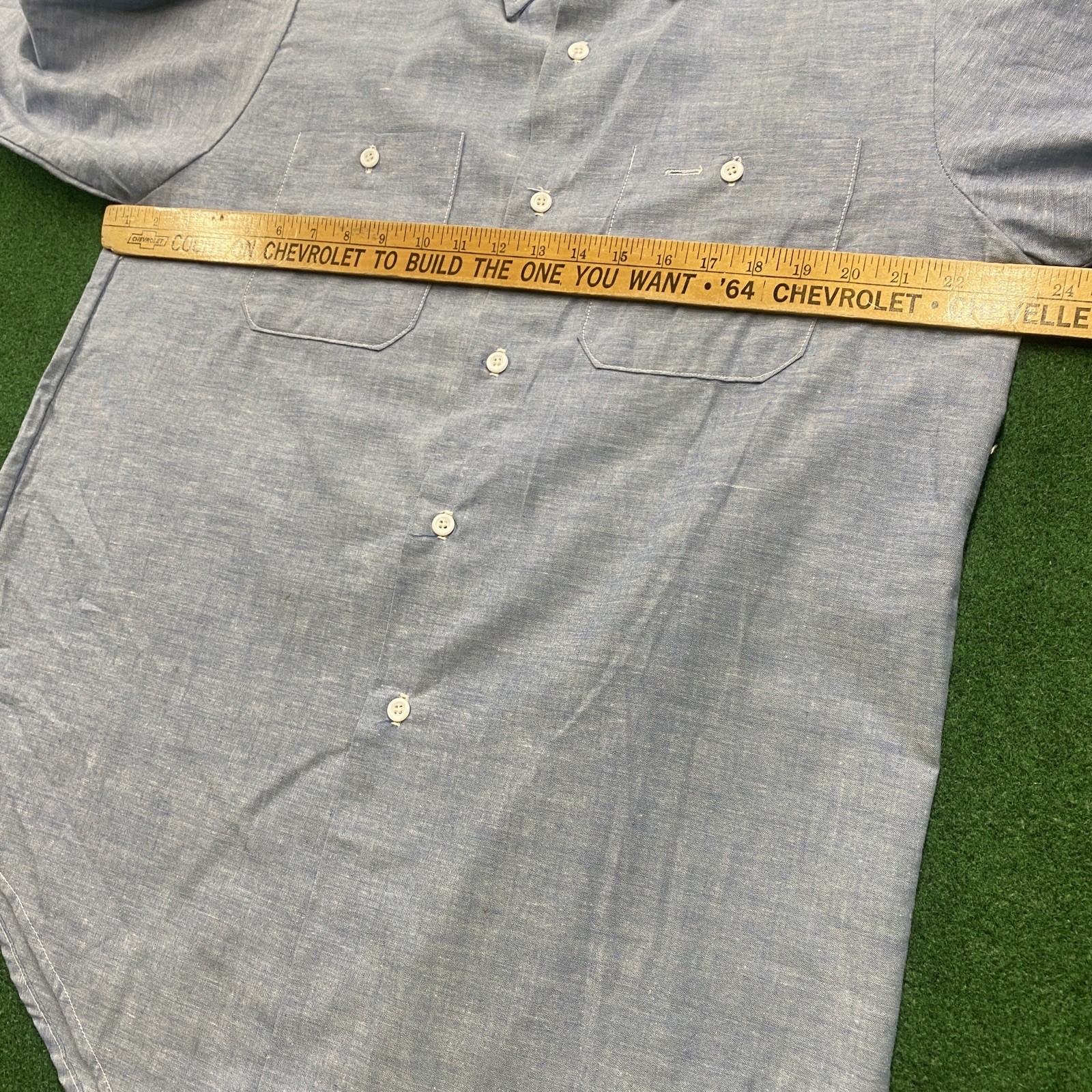 Vintage 60S King Kole Chambray Shirt Mens L Blue Denim Selvedge Cotton Work USA gallery