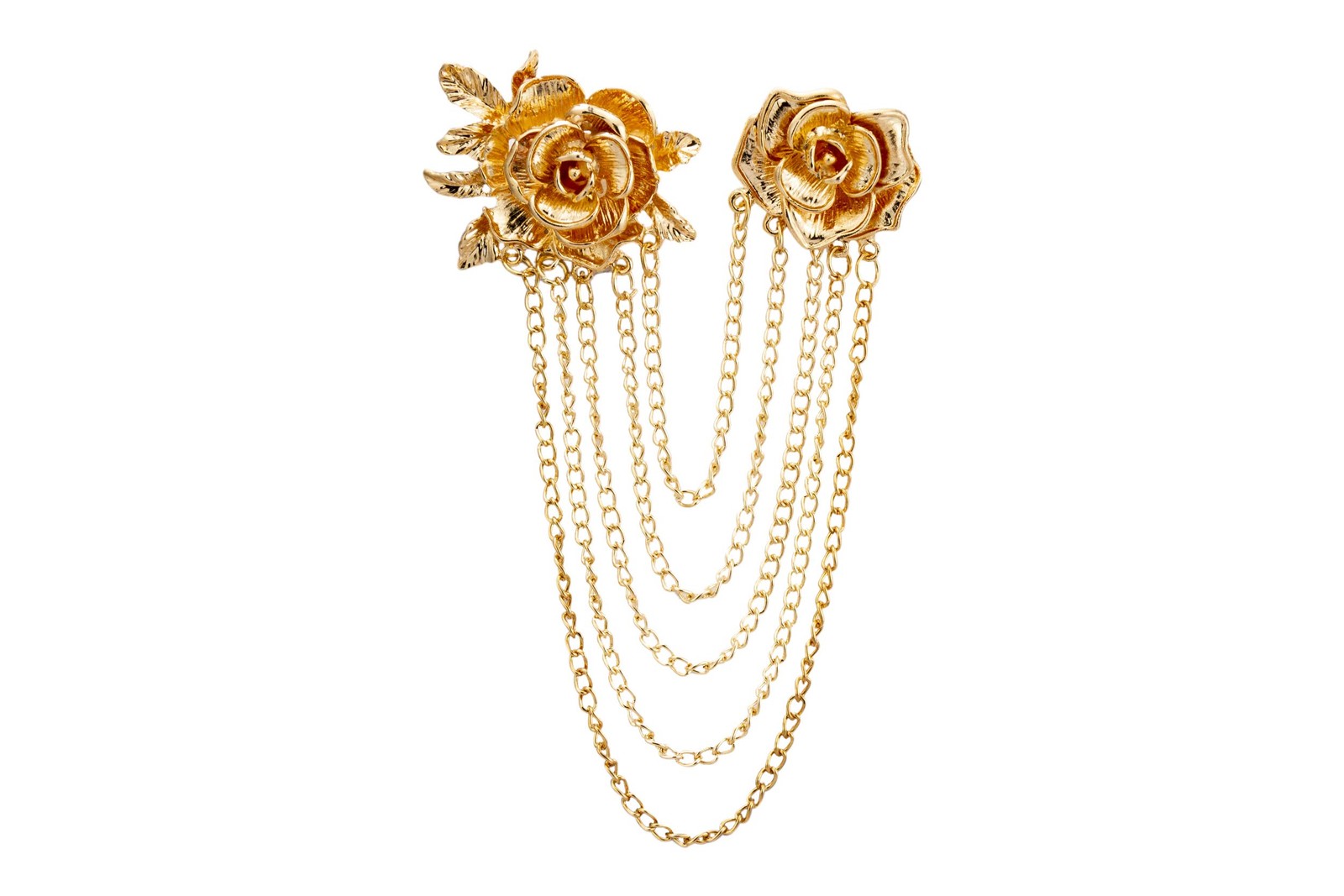 Brooch Pin Elegant Gold Rose with Hanging Chains Formal Executive Lapel Pin A... gallery