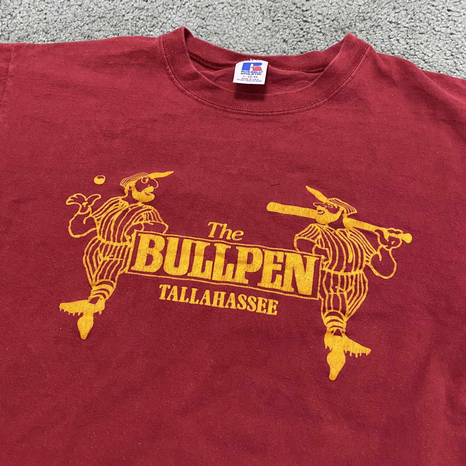 Vintage 90s Russell “The Bullpen” Tallahassee FL Baseball T Shirt Sz L USA gallery