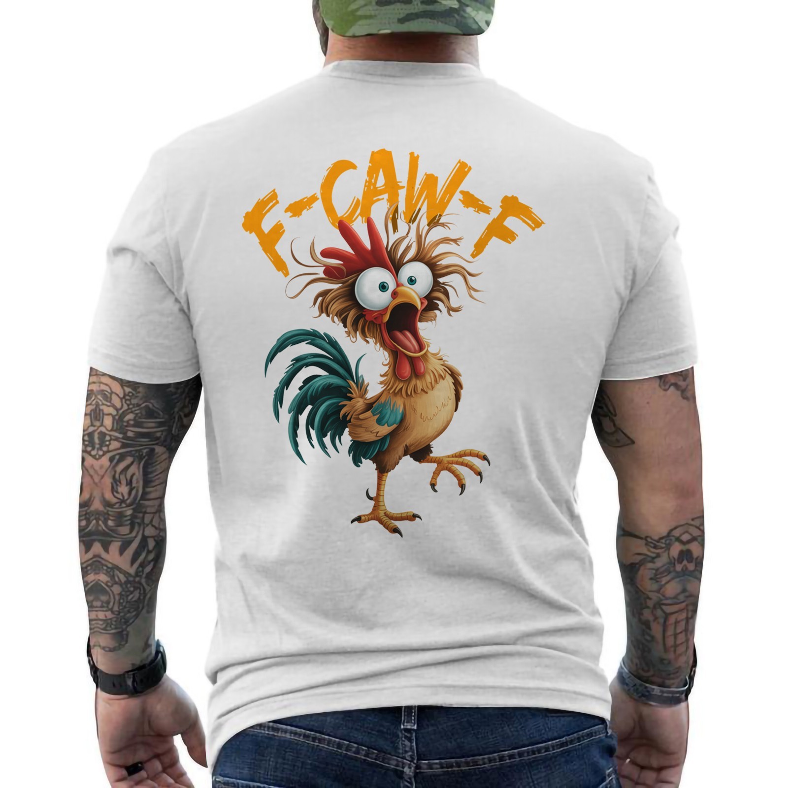 F Caw F Rooster Funny Bird Chicken Whisperer Fawk F Awk F ON BACK T-Shirt gallery