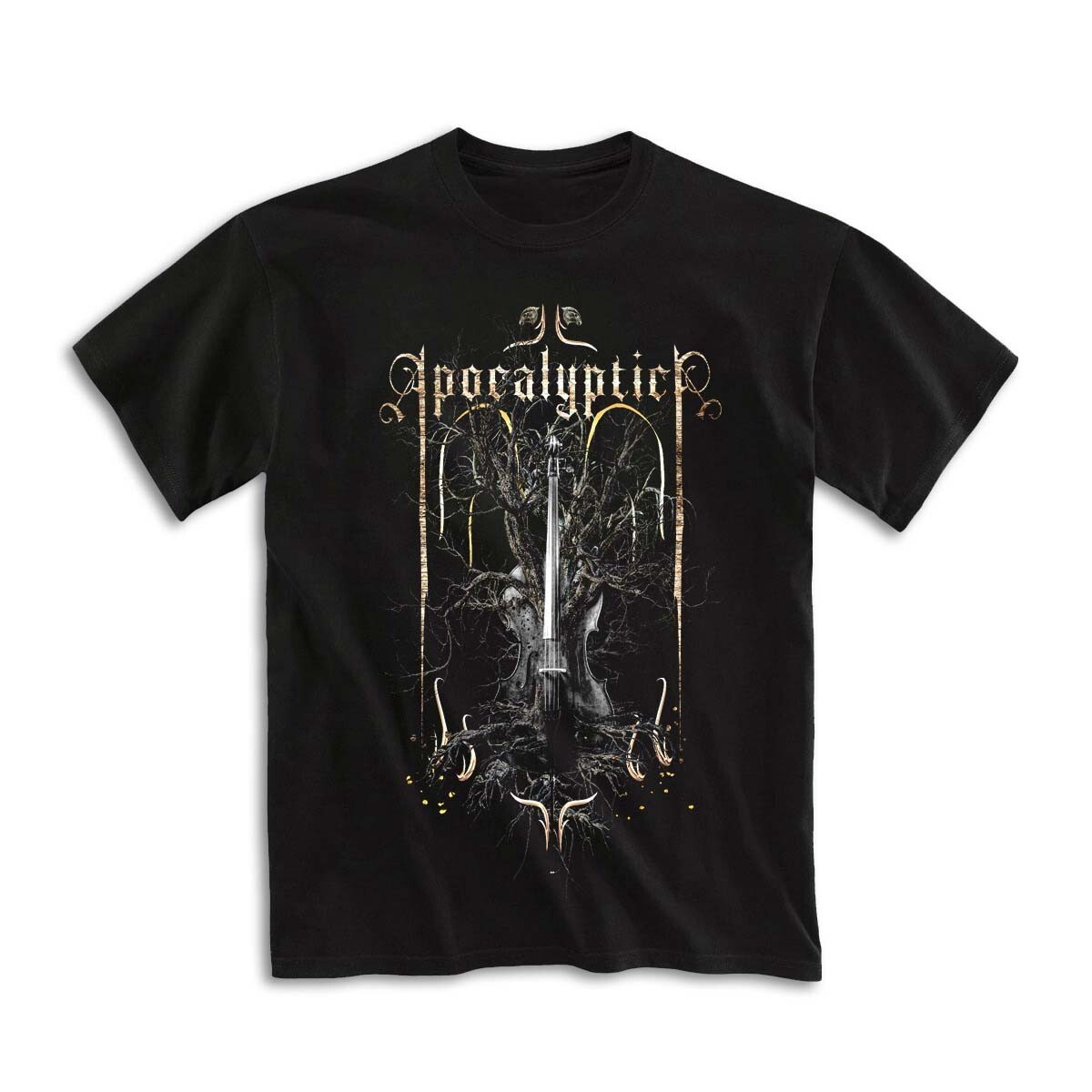 vtg Merry Christmas Apocalyptica Black Cotton Full Size Shirt NI590