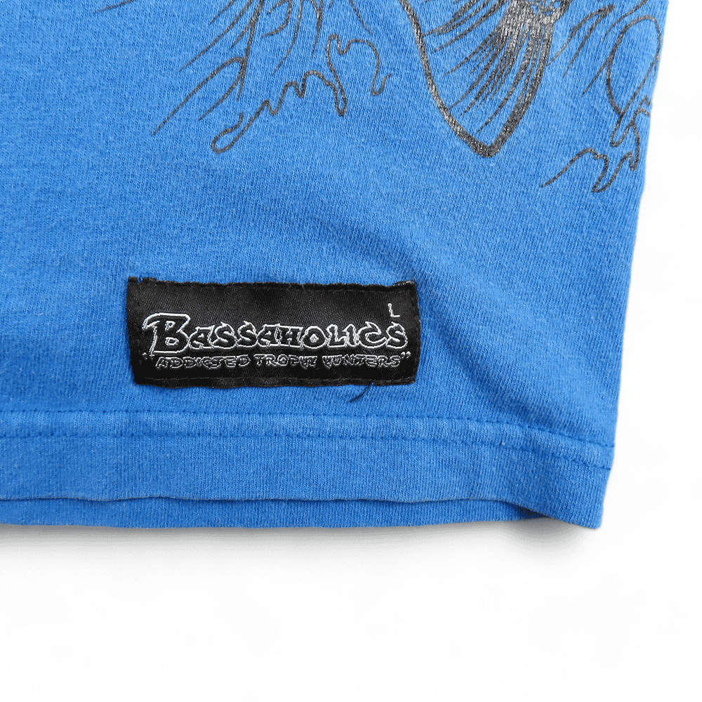 Bassaholics Shirt Adult LARGE Blue Y2K Addicted Trophy Hunters Fishing Fisherman gallery