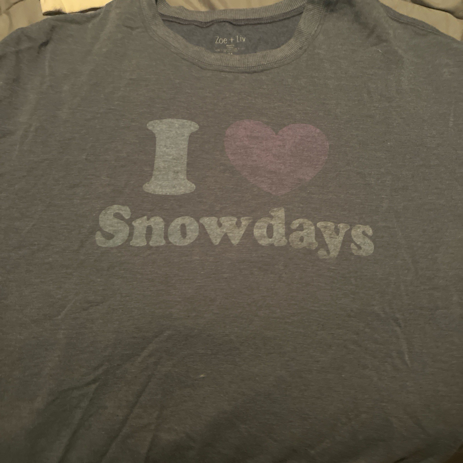 Zoe + Liv Men's Gray T-Shirt M Crew Neck 'I Love Snowdays' Poly Rayon Spandex gallery