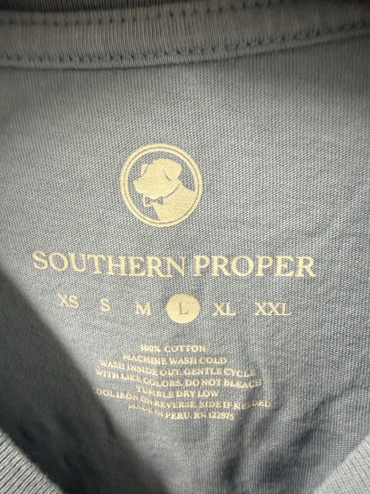 Southern Proper Long Sleeve Dog Graphic Pocket T-Shirt Blue Men's Size L gallery