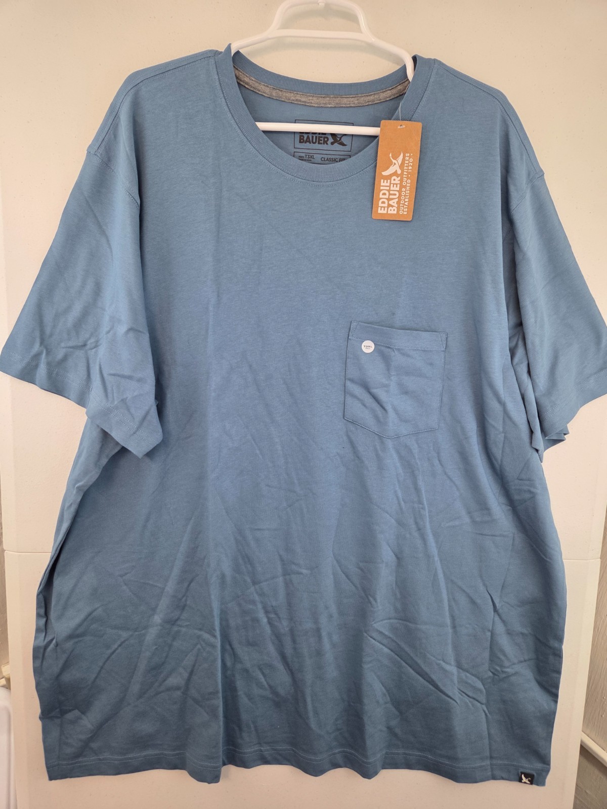 Eddie Bauer Tall Men's 3XLT Blue Short Sleeve Classic Fit Pocket T-shirt NWT $28 gallery