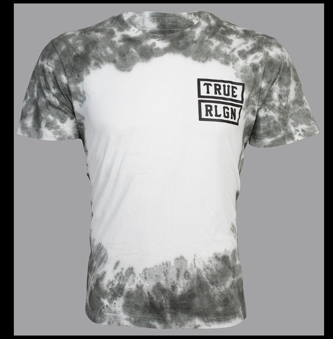 $89 TRUE RELIGION Grey Tie Dye OUTLAWS Short Sleeve Designer Graphic T-shirt NWT gallery