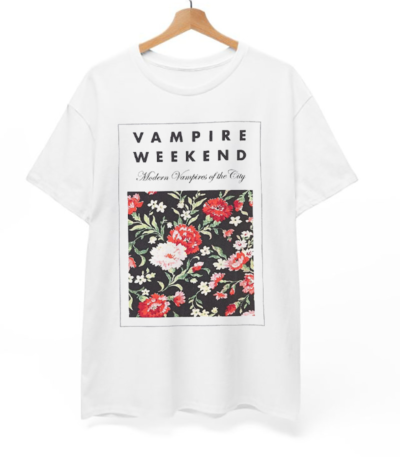 Vampire Weekend Floral Band Short Sleeve White All Size Unisex Shirt