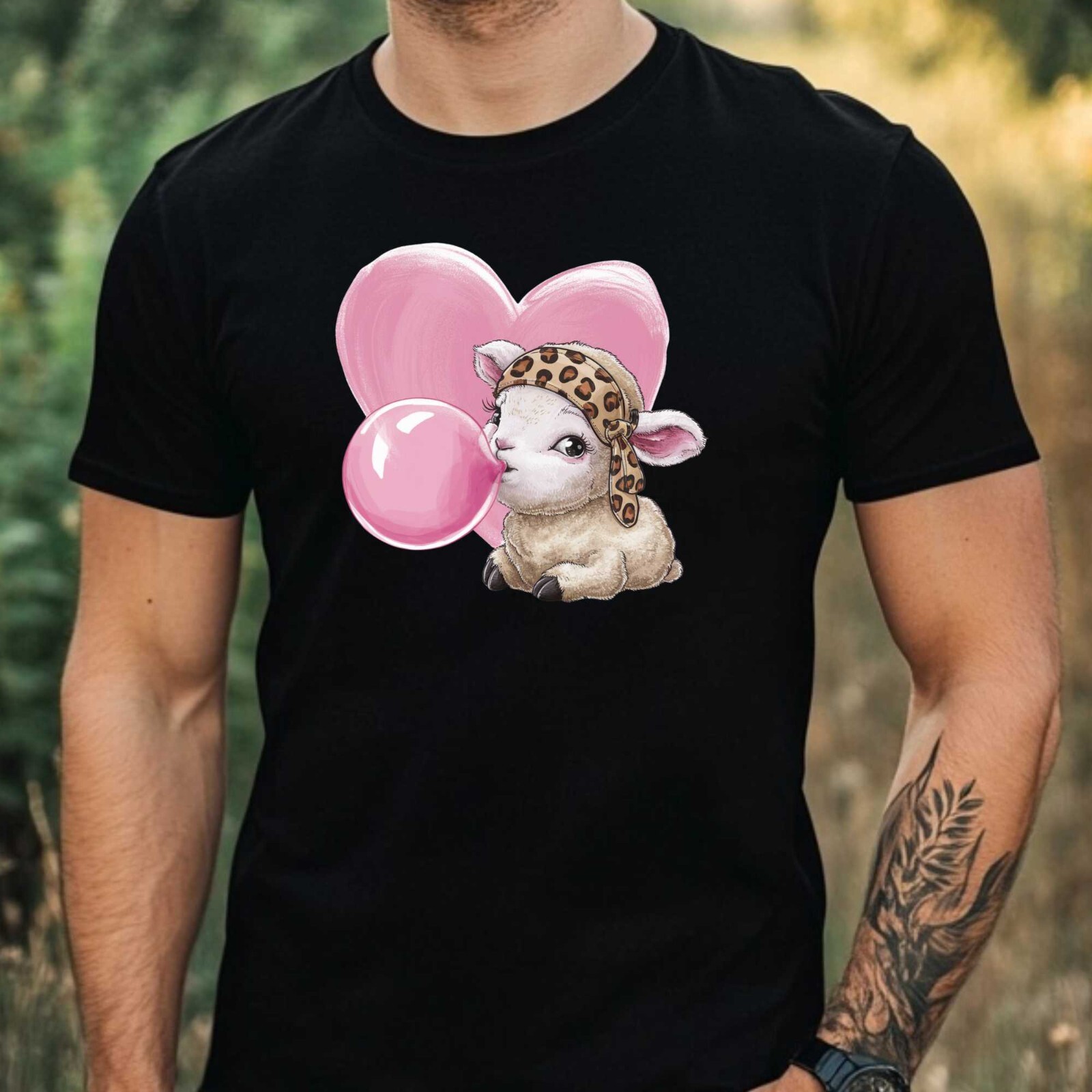 Mens Animal Bubble Gum Print Cotton T-Shirt Size XS to 5XL